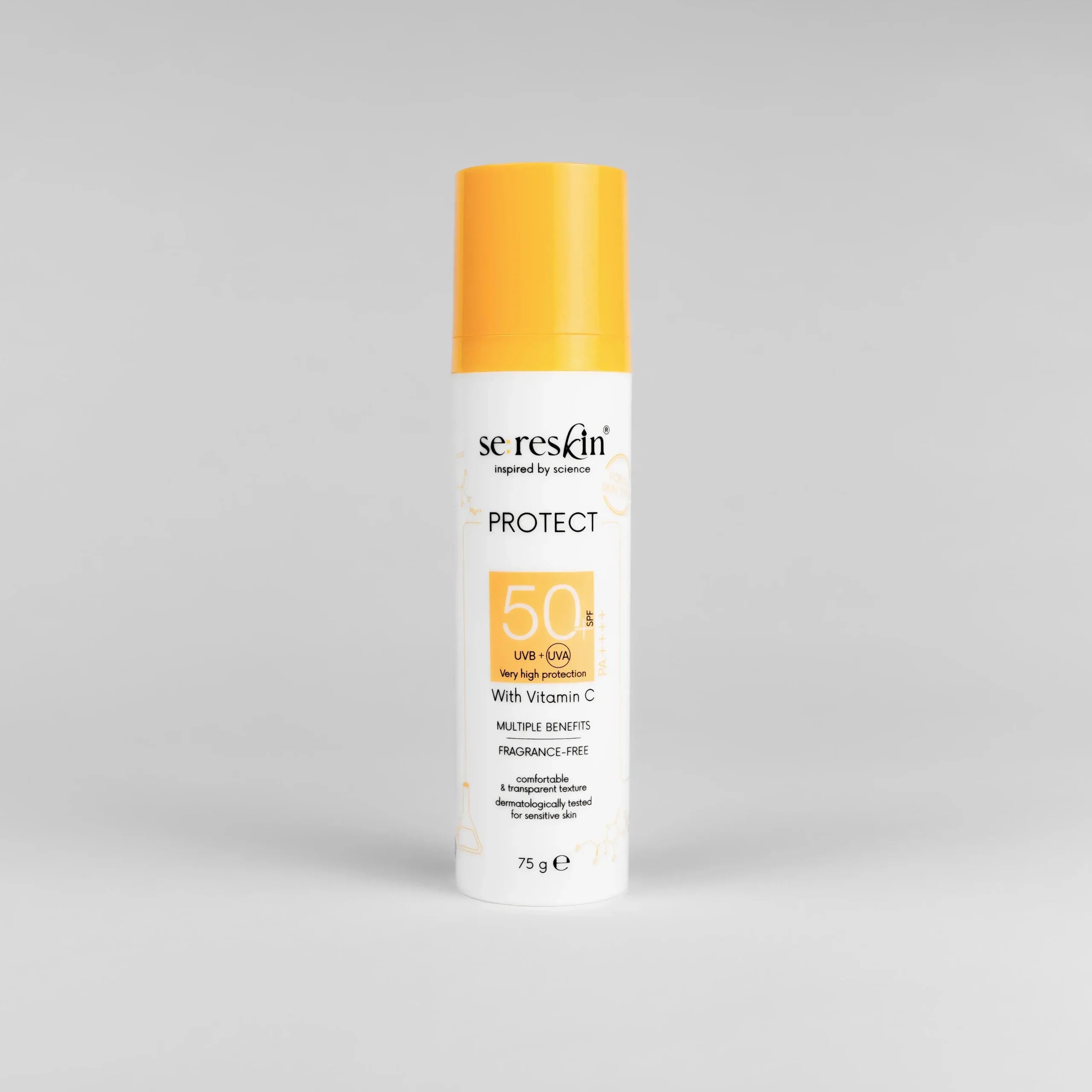 Cremă PROTECT SPF50+ cu vitamina C, protecție foarte ridicată
