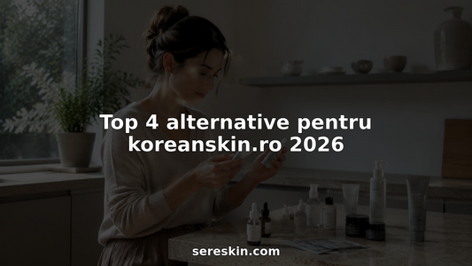 O femeie aranjează acasă produsele de îngrijire coreeană pentru ten, punându-le în ordine pe rafturi și alegând cu grijă fiecare cremă sau serum preferat.