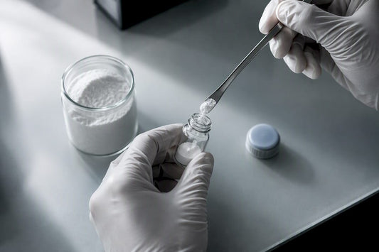 Pulbere de panthenol într-un laborator dedicat formulărilor